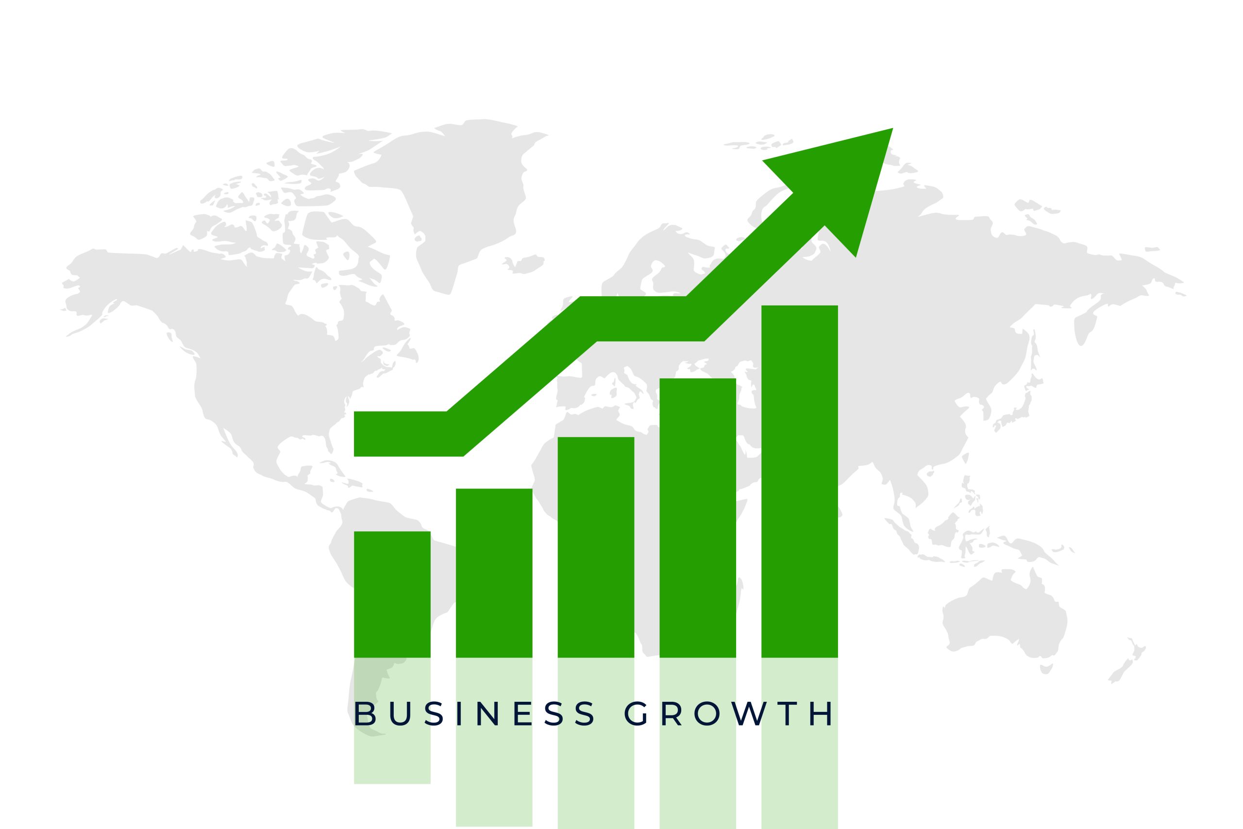 business share market growth green arrow background